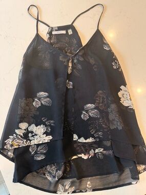 Dex Black floral sheer boho top